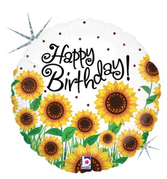 Folienballon - Happy Birthday, Sonnenblumen - ø 46cm